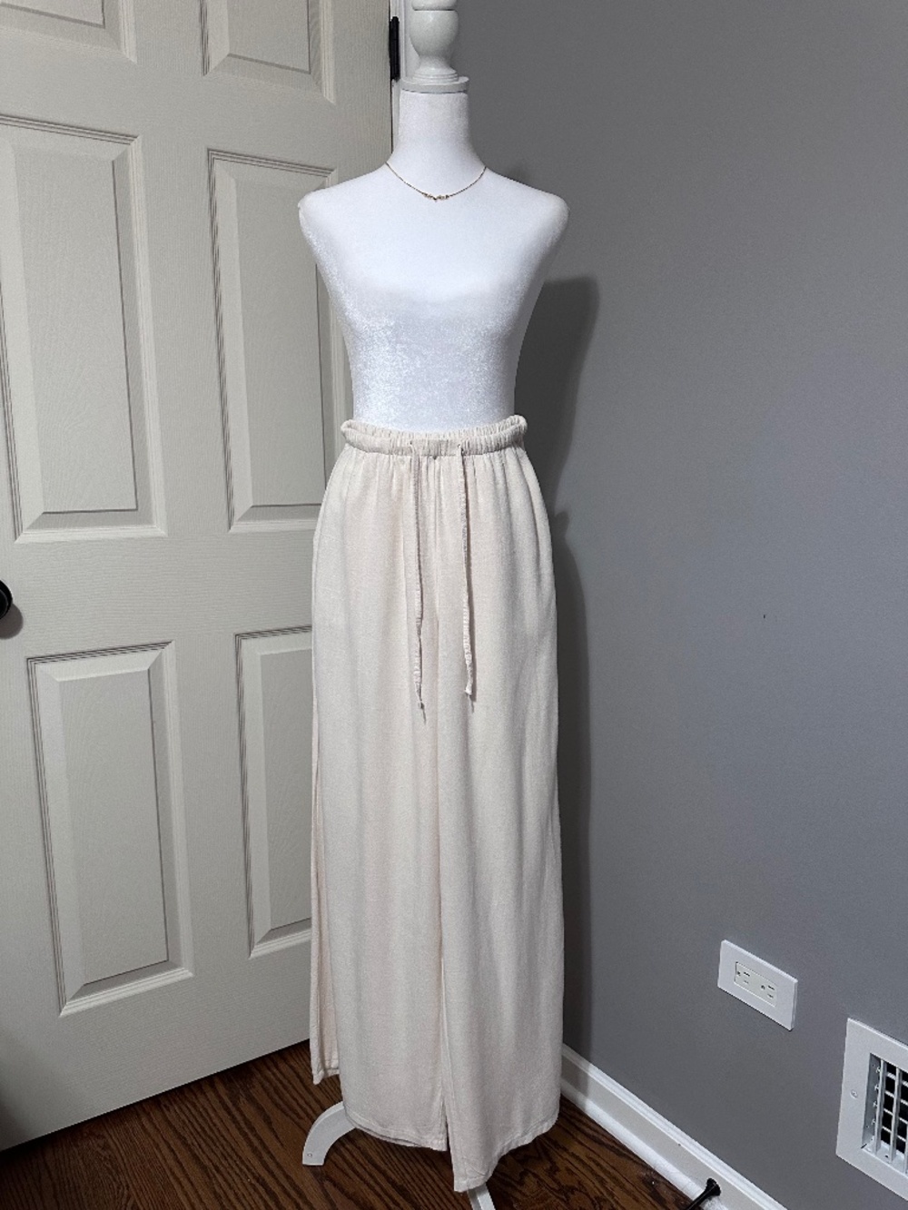 Linen Coastal Minimalist Drawstring Summer Wide Leg Pants